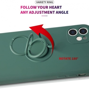 Husa protectie Flippy compatibila cu Samsung A21S Liquid Silicone Ring cu suport rotativ Verde - Img 3