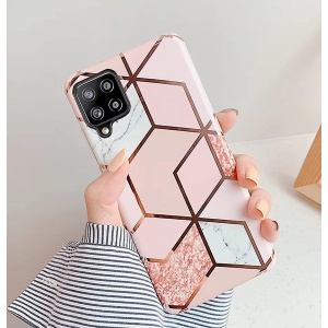 Husa protectie Flippy compatibila cu Samsung Galaxy A12 Soft IMD TPU Marble Geometric Alb - Img 2