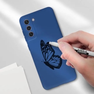 Husa protectie Flippy pentru Samsung S21 FE Liquid Silicone Albastru Inchis - Img 2