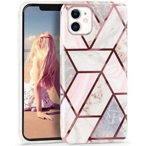 Husa protectie pentru Apple iPhone XR Soft IMD TPU Marble Geometric Alb - Img 6