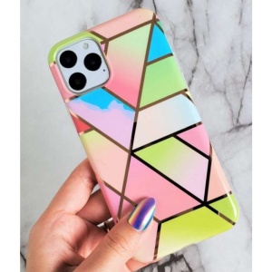 Husa protectie pentru Samsung S20 Plus Soft IMD TPU Marble Geometric Roz - Img 2