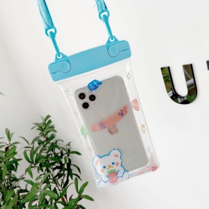Husa subacvatica Fruity Waterproof Flippy, Snowproof, Universala, Impermeabila, cu Snur, pentru telefon sau documente, Berry Bear, Albastru - Img 5