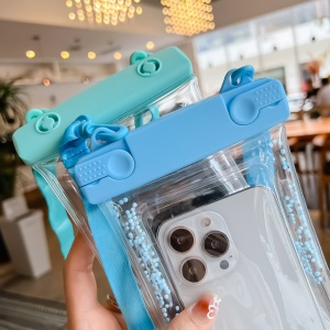 Husa subacvatica Waterproof Flippy, Snowproof, Universala, Senzoriala, cu Snur, pentru telefon sau documente, Bleu - Img 2