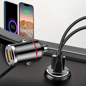 Incarcator Auto 2 in 1, Flippy, Port USB Fast Charge QC3.0 si Type C, PD 30W, Negru - Img 3
