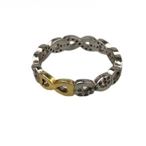 Inel Argint 925 Infinit Placat cu Aur Galben si Minizirconii M 57 - Img 1
