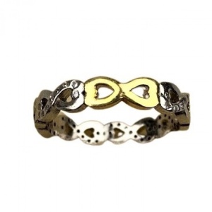 Inel Argint 925 Infinit Placat cu Aur Galben si Minizirconii M 57 - Img 3