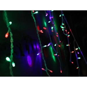 Instalatie Craciun, 15 m, 429 Led-uri ,Franjuri, Rosu / Verde/ Albastru, Flash, Transformator, Interconectabila, Prelungitor 3 m inclus, Fir Transparent, Flippy - Img 6