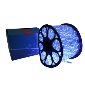 Instalatie Craciun, 16 m, 384 Led-uri, Furtun Luminos, Alb rece/ Albastru, Transformator, 8 jocuri de lumini, Sectionabila, 220 V, Flippy - Img 1