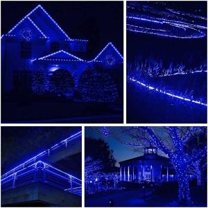 Instalatie Craciun, 18 m, 432 Led-uri, Furtun Luminos, Albastru, Transformator, 8 jocuri de lumini, Sectionabila, 220 V, Flippy - Img 7