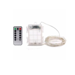 Instalatie Craciun, 20 metri, 200 LED-uri, cu Baterii si Telecomanda cu 8 functii, Alb cald, Flippy - Img 1
