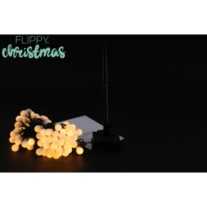 Instalatie Craciun, 5 metri, 20 de LED-uri cu ornament tip Bulb, 8 jocuri de lumini alb cald, cu energie solara, liniar, cablu verde, interior/exterior, Flippy - Img 2
