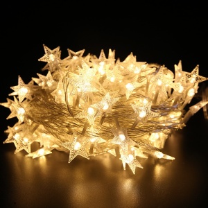 Instalatie Craciun cu baterii, 1.5 metri, 10 LED-uri tip Stea, fir Transparent, Alb Cald, Flippy - Img 7