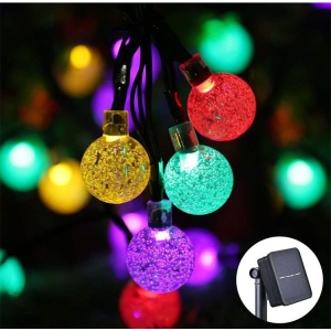 Instalatie Craciun, Tip Globuri de cristal, 100 Led-uri, 12 metri, Multicolor, Energie solara, Senzor de lumina, Flippy - Img 4