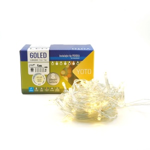 Instalatie Craciun, Tip Perdea, 1 m x 1 m, 60 LED-uri, Alb Cald, Controler, 8 jocuri de lumini, Interconectabila, Fir transparent, Interior/ Exterior, Flippy - Img 2