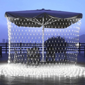 Instalatie Craciun, Tip Plasa, 9 m x 3 m, 960 LED-uri, Alb rece, 8 jocuri de lumini, Transformator, Interconectabila, Prelungitor 3 m inclus, Fir transparent, Flippy - Img 2