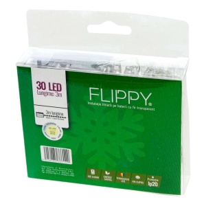 Instalatie de Craciun cu Baterii Tip Liniar, 2 jocuri de lumini, Fir Transparent 3 m 30 LED -uri, Alb Cald - Img 4