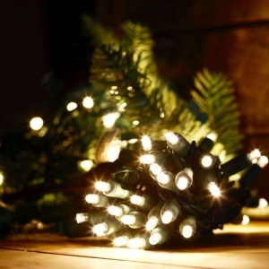 Instalatie de Craciun cu Baterii Tip Liniar, 2 jocuri de lumini, Fir Verde 1 m 10 LED -uri, Alb Cald - Img 2