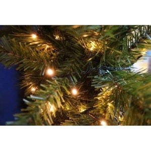 Instalatie de Craciun cu Baterii Tip Liniar, 2 jocuri de lumini, Fir Verde 5 m 50 LED -uri, Alb Cald - Img 1