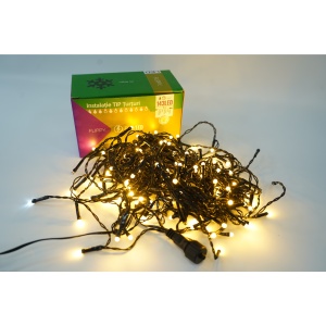 Instalatie de Craciun Flippy® Tip Franjuri cu Flash, Sectiune 5 m, 143 LED-uri, Interconectabila, Fir Negru, Alb Cald - Img 1
