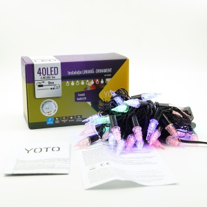 Instalatie de Craciun Liniara RGRB Yoto, 10 m, din care 1 m Prelungitor 220V, 40 LED, Model Brazi, Utilizare Interior/Exterior, Interconectabila, Fir Negru, multicolor - Img 4