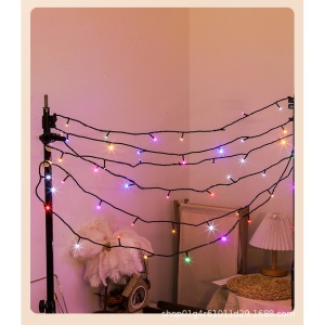 Instalatie de Craciun liniara Yoto, 10 m, din care 1 m cablu priza 220V, 100 LED, 8 jocuri de lumini, controler, fir negru, multicolor - Img 2