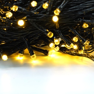 Instalatie de Craciun liniara Yoto, 17 m, din care 1 m cablu priza 220V, 200 LED, 8 jocuri de lumini, beculet in 6 colturi, pentru interior, controler, fir negru, alb cald - Img 3