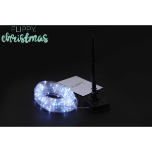 Instalatie luminoasa de Craciun tip furtun luminos, 100 LED-uri, 12 metri lungime, 8 programe, 2 metri prelungitor, sarma din cupru, incarcare solara, alb rece, Flippy - Img 2
