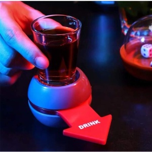 Joc de baut Drink Spin Flippy, 10.3 x 11.5 cm, Pahar de Shot din Sticla, gri - Img 3