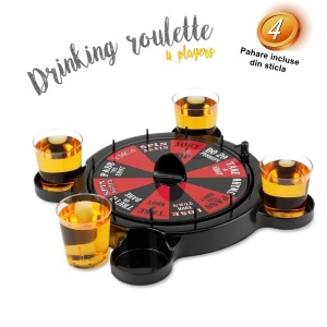 Joc de Baut Ruleta cu Pahare de Shot Flippy, 15 x 16.5 cm, Rosu/Negru - Img 3
