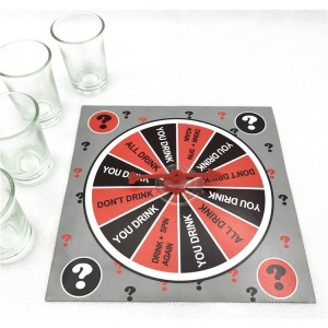 Joc de societate cu 4 pahare de shoturi din sticla Flippy, ruleta norocului, pentru petreceri, 17x17x7.5cm - Img 2