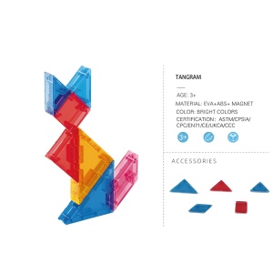 Joc Magnetic Tangram, Flippy, 7 Piese Magnetice, Forme Geometrice, 3 Ani, EVA, ABS, Magnet, 10.5 x 10.5 x 2.2 cm, Multicolor - Img 2