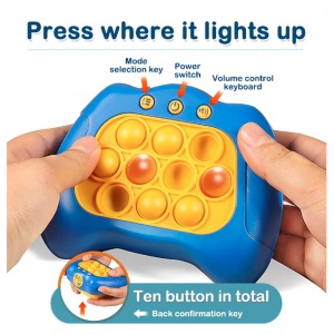 Joc Pop It, Flippy, consola, joc interactiv, antistres, cu baterii, Abs si silicon, Albastru, 12 x 10 x 5.8 cm - Img 6