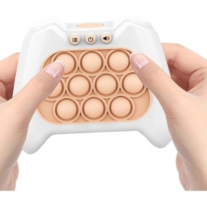 Joc Pop It, Flippy, consola, joc interactiv, antistres, cu baterii, Abs si silicon, Alb, 12 x 10 x 5.8 cm - Img 3