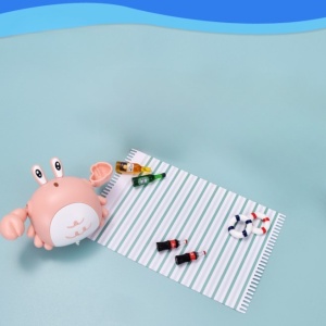 Jucarie de baie pentru copii, Flippy, crab, 10 cm, Roz cu fir - Img 2