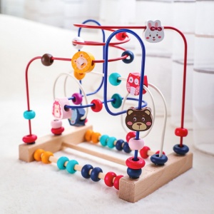 Jucarie din Lemn Montessori, Flippy, Labirint Motricitate cu Abac si Animalute, Rollercoaster pentru Copii, Educativ, Dezvoltarea Abilitatilor Motorii, Numaratoare, 22.5x22.5x15 cm, Multicolor - Img 10