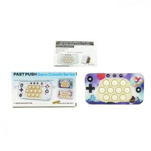 Jucarie interactiva tip consola pentru copii Flippy, speed push whack-a-mole, joc de viteza pop it, material ABS/silicon, cu nivele, sunete si lumini, 15.5 x 7.6 x 5.3 cm, model spatiu, multicolor - Img 2