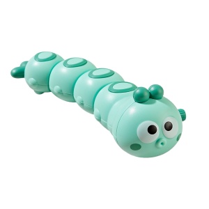 Jucarie mecanica pentru copii Flippy, omida haioasa, cu cheita, distractiva, se taraste, se misca, 15 x 4 cm, verde - Img 1