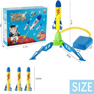 Jucarie pentru Copii, Flippy, Lansator de Rachete cu Piciorul, un Singur Lansator, 3 Rachete cu Lumini, 40.5 cm Inaltime, Multicolor - Img 5