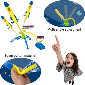 Jucarie pentru Copii, Flippy, Lansator de Rachete cu Piciorul, un Singur Lansator, 3 Rachete cu Lumini, 40.5 cm Inaltime, Multicolor - Img 7