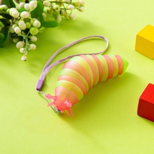 Jucarie Senzoriala Antistres, Flippy, Fidget Toys, Omida Tip Breloc, 11 cm, +3 Ani, Roz/Verde - Img 2
