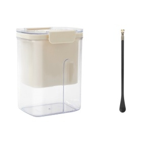 Kit Presa Pentru Branza, Flippy, Filtru de Iaurt, Strecuratoare de Iaurt Grecesc, Filtru de lapte, 18x9.7x13 cm, Lingura Neagra 20x1.6 cm, Alb - Img 1