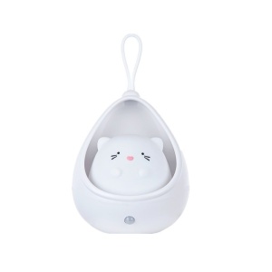 Lampa de Veghe, Flippy, Portabila, cu 2 Moduri de Functionare, Silicon Non-Toxic, Reincarcabila USB, Senzor Miscare, Model Pisica, Alb - Img 1