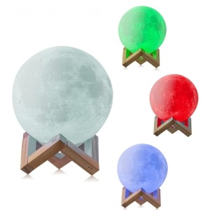 Lampa de veghe in forma de luna 3D Moon Light Multicolor, alimentare baterii, stand plastic inclus, 8 cm, Flippy - Img 5