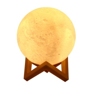 Lampa de veghe luna 3D Moon Light, lumina LED alb cald, alimentare baterii, fara acumulator, stand din plastic inclus, 12 cm, Flippy - Img 1