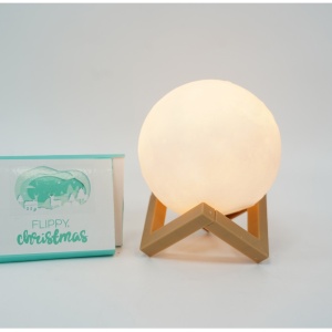 Lampa de veghe luna 3D Moon Light, lumina LED alb cald, alimentare baterii, fara acumulator, stand din plastic inclus, ø 10 cm, Flippy - Img 9