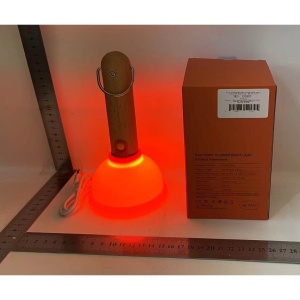 Lampa Nocturna, Flippy, Model Ventuza de Toaleta, Alimentare USB, din Lemn si Silicon, 16 x 9 cm, Portocaliu - Img 2