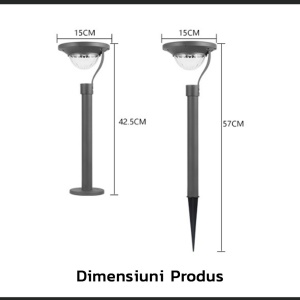 Lampa solara LED cu 2 moduri de fixare, IP65, material ABS, baterie 4.5 V, 200 mah, 450 Lumeni, 42.5 x 15 cm, alb cald, - Img 7