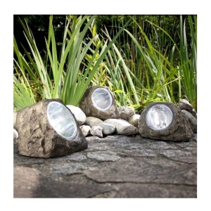 Lampa solara LED decorativa pentru gradina Flippy, imitatie piatra, lumina puternica 4 LED-uri, 12 x 15 cm, material ABS, baterie Ni-MH, 600 mAh, panou solar 2V, lumina alb rece, gri - Img 5