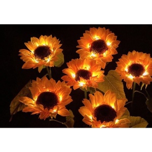 Lampa solara LED tip Floarea Soarelui cu 3 flori, inaltime 70 cm, Pentru gradina, Flippy - Img 3