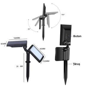 Lampa solara pentru terasa/gradina 48 de LED-uri Flippy, cu 2 moduri de fixare, senzor de lumina, IP44, material ABS, 5W, 80 lm, 26.5 cm x 14 cm, Alb Rece - Img 9